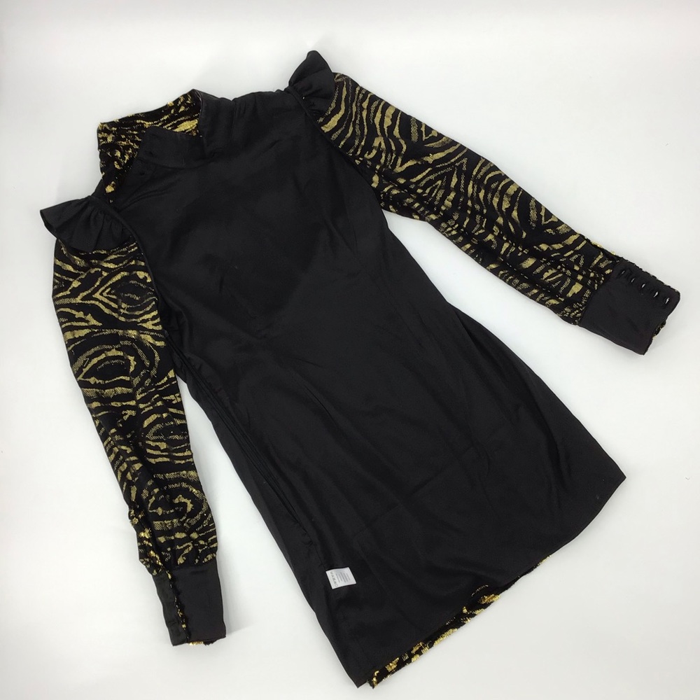 GRLFRND Janice Mini Black Gold Dress - Picture 9 of 14